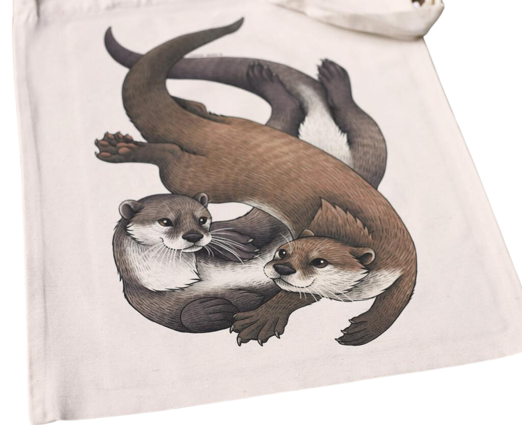 Swimming Otters Tote Bag