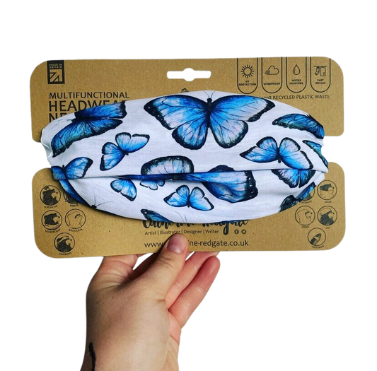 Blue Morpho Butterfly Headwear and Neckwear