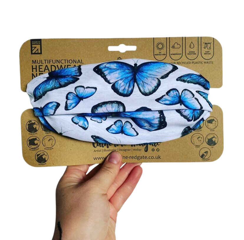 Blue Morpho Butterfly Headwear and Neckwear