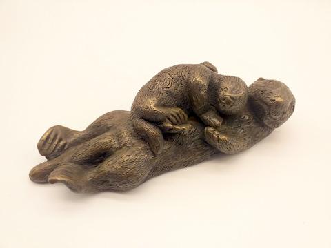 Sea Otter and Baby Oriele Bronze