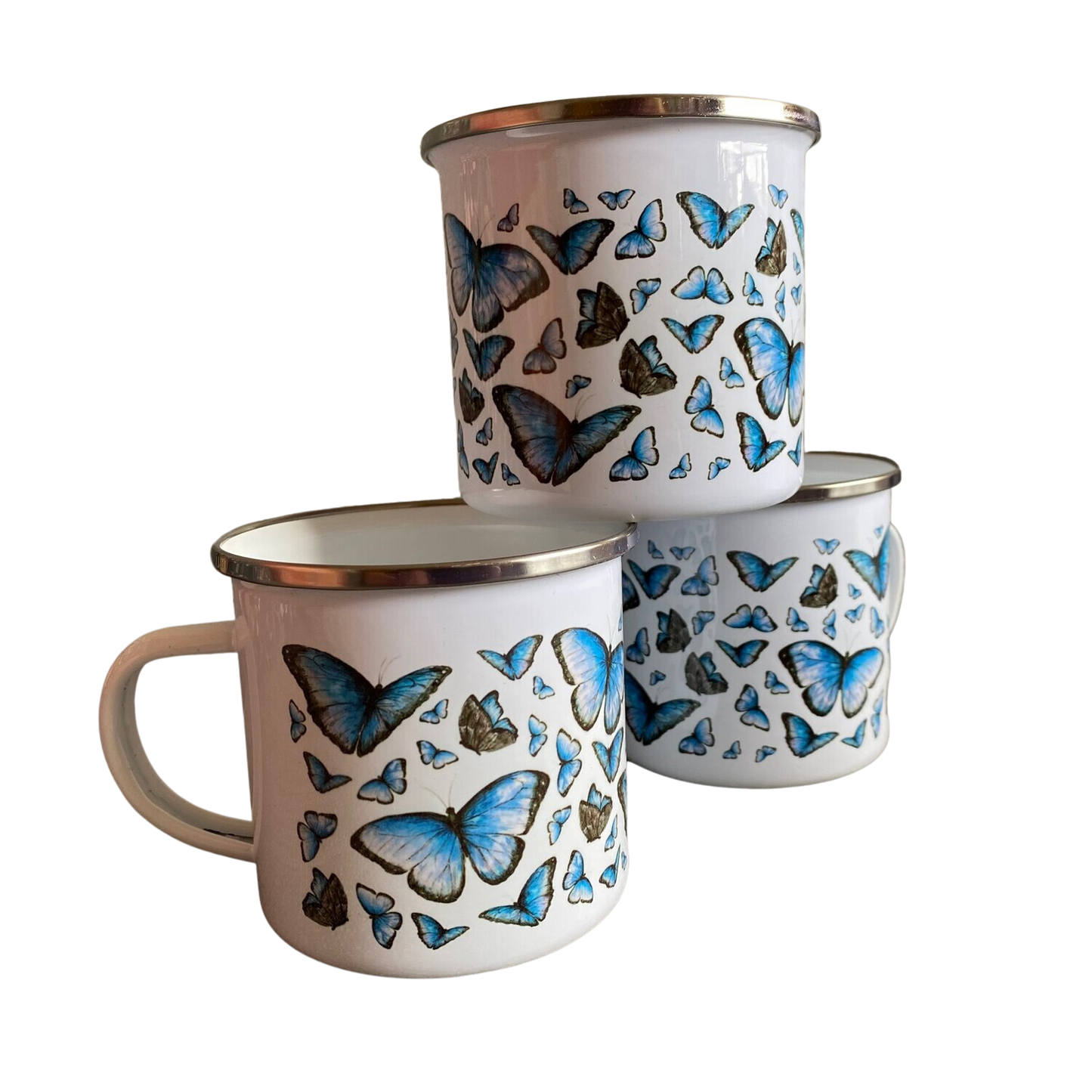 Blue Butterfly Enamel Mug