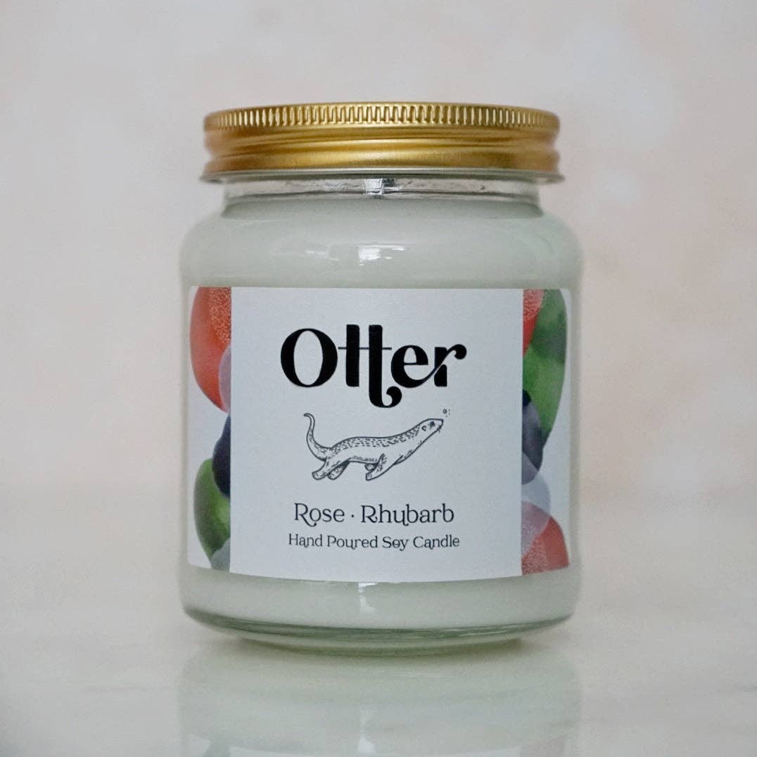 Rose • Rhubarb Soy Wax Candle: Amber Jar 35 - 40 Hours