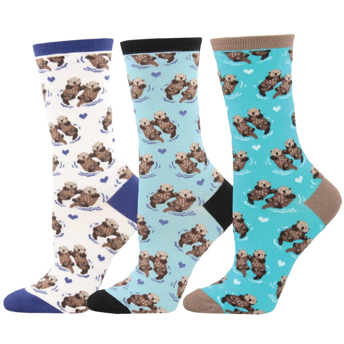 Socksmith Significant Otter  - Cotton Crew Socks: White UK Adult 3-7