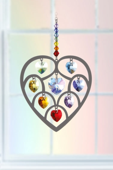 Pure Radiance Heart of Hearts chakra Large Rainbow Maker Suncatcher