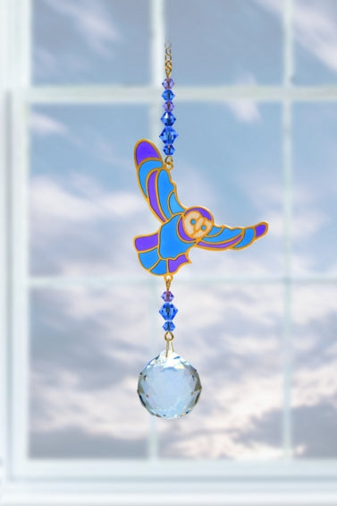 Crystal Dreams Owl in Flight Moonlight Rainbow Maker Suncatcher