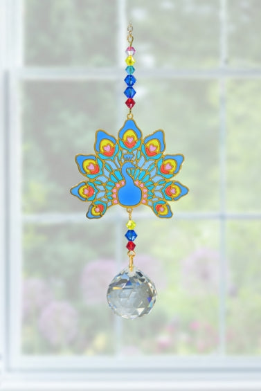 Crystal Dreams Peacock Majestic Rainbow Maker Suncatcher