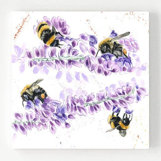 Bee and Lavender Ceramic Coasters