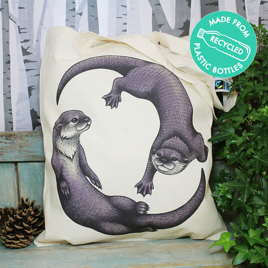 Asian Short Clawed Swimming Otters Tote Bag