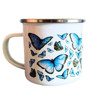 Blue Butterfly Enamel Mug