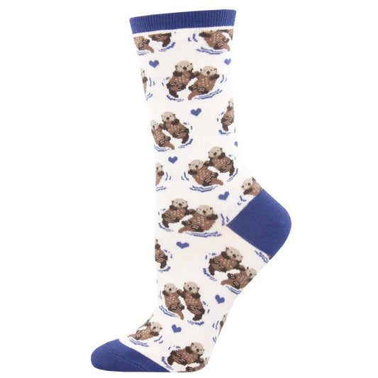 Socksmith Significant Otter  - Cotton Crew Socks: White UK Adult 3-7