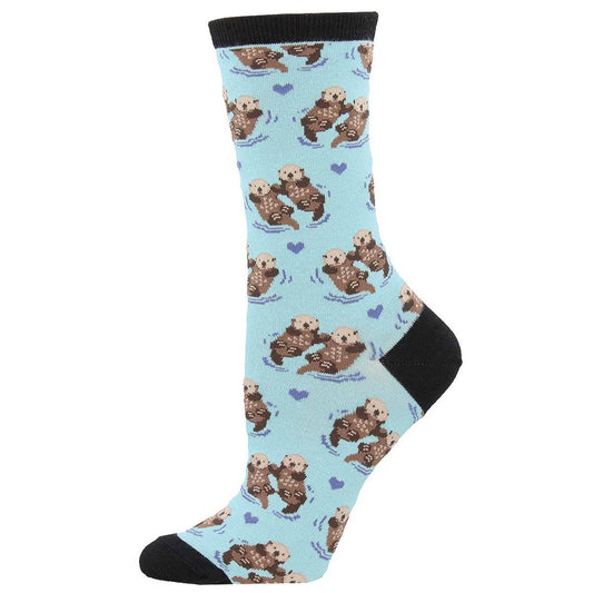 Socksmith Significant Otter - Cotton Crew Socks: Light Blue Size UK Adult 3-7
