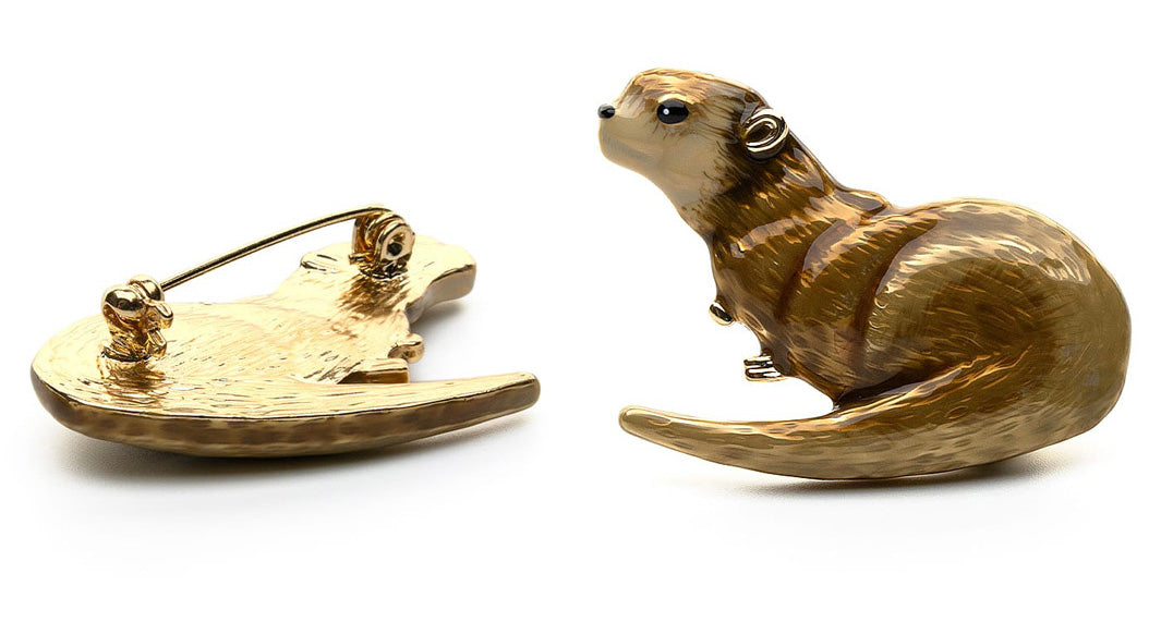 Enamel Otter Brooch