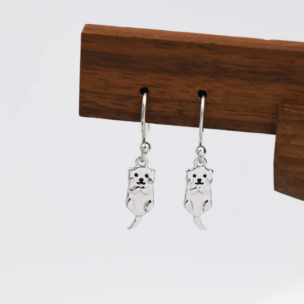 Sterling Silver Otter Drop Earrings