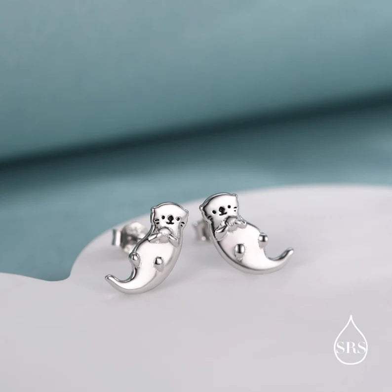 NEW! Sterling Silver Otter Studs