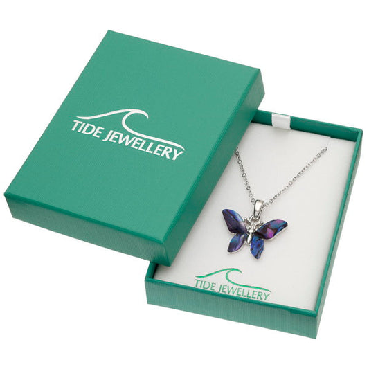 Paua Shell Purple Butterfly Necklace