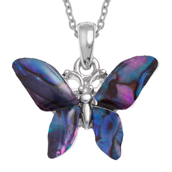 Paua Shell Purple Butterfly Necklace