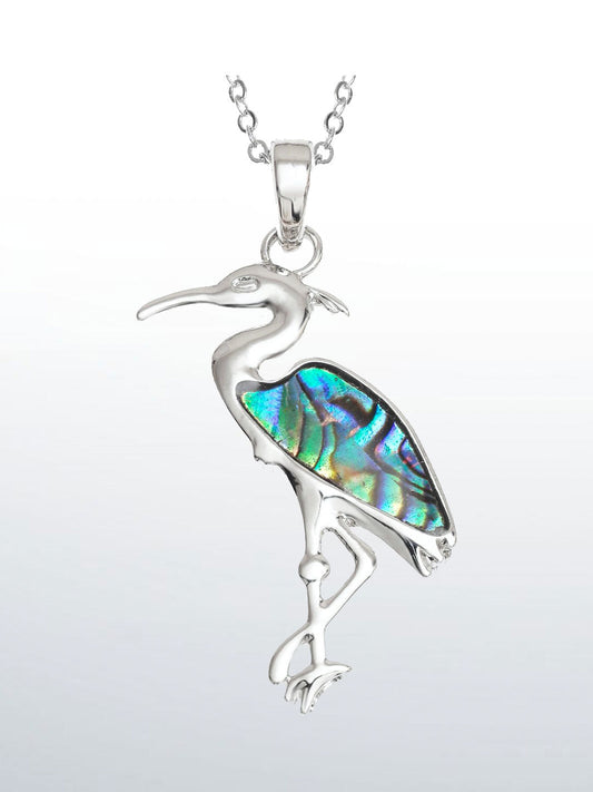 Paua Shell Heron Necklace from Otters and Butterflies, Devon