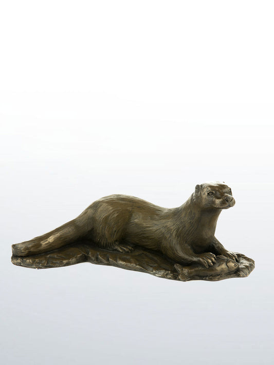 Oriele bronze Otter and Fish from Otters and Butterflies, Devon