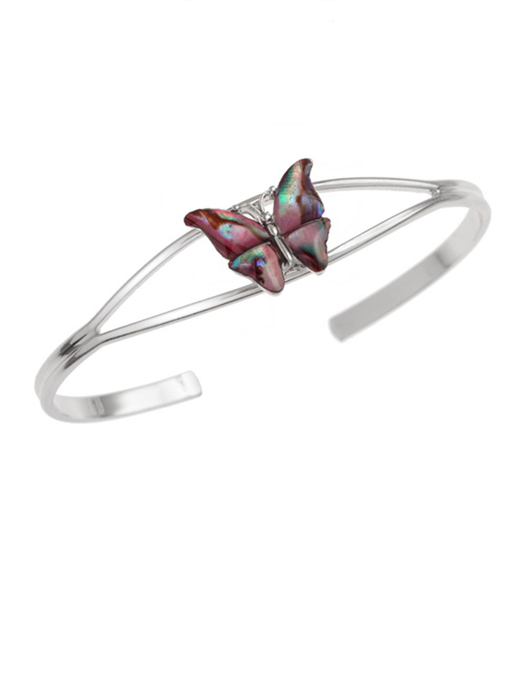 Paua Shell Pink Butterfly Bangle